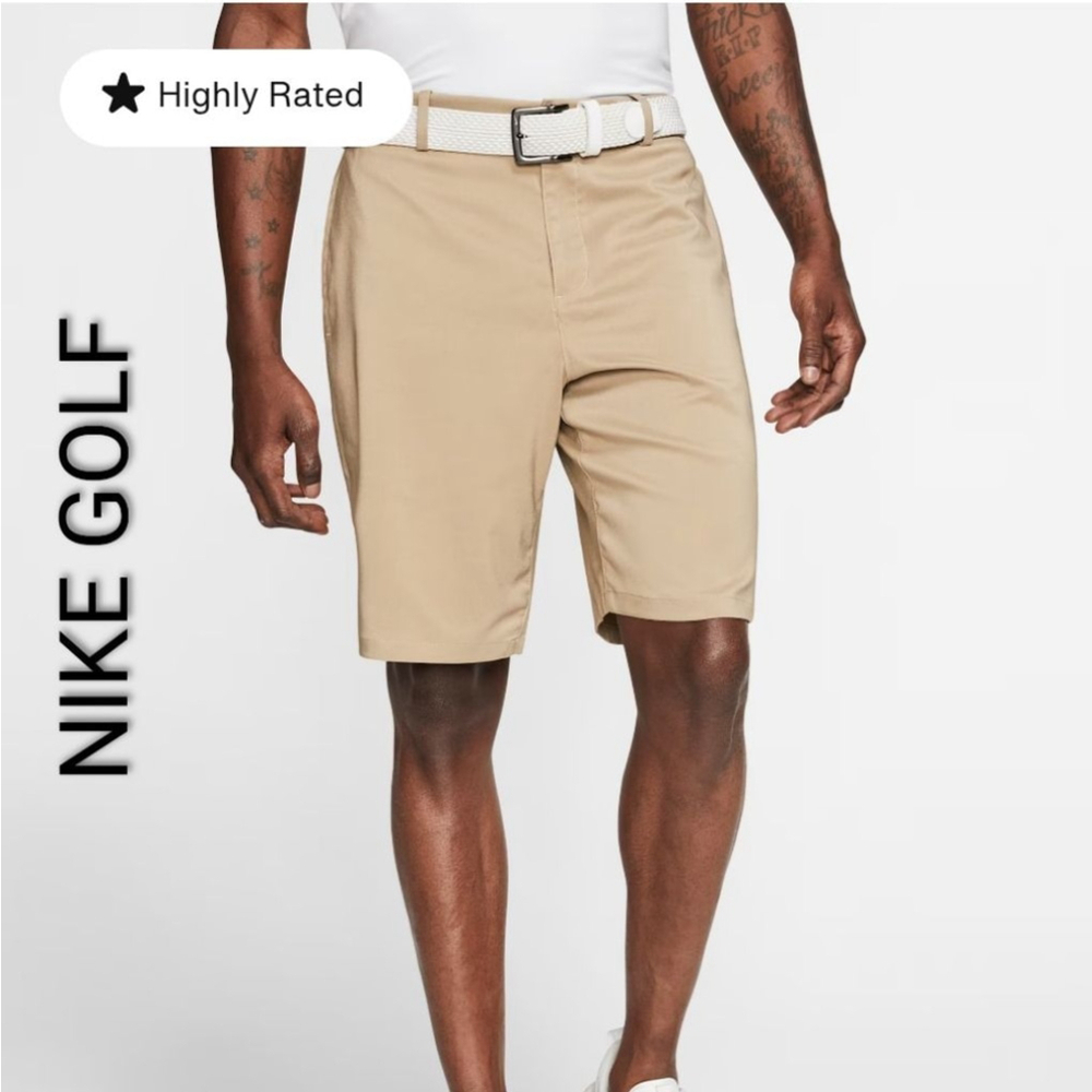 Nike Golf Dri-fit Flat Front Shorts Waist 36 Beige Highly Rated